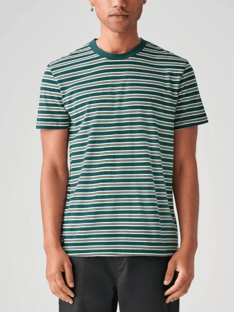 GLOBE Stray Striped Tee Night Green - T-shirts 